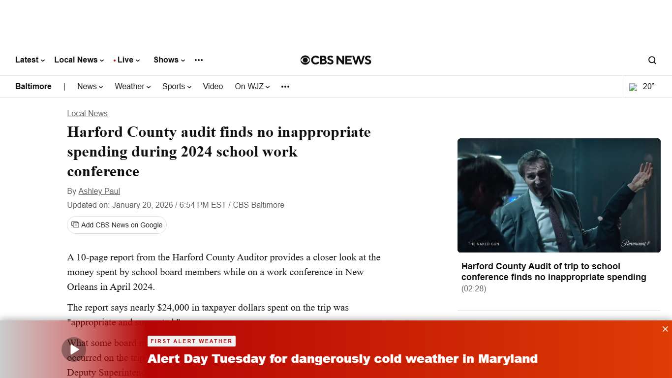 Harford County audit finds no inappropriate spending during 2024 school work conference - CBS Baltimore